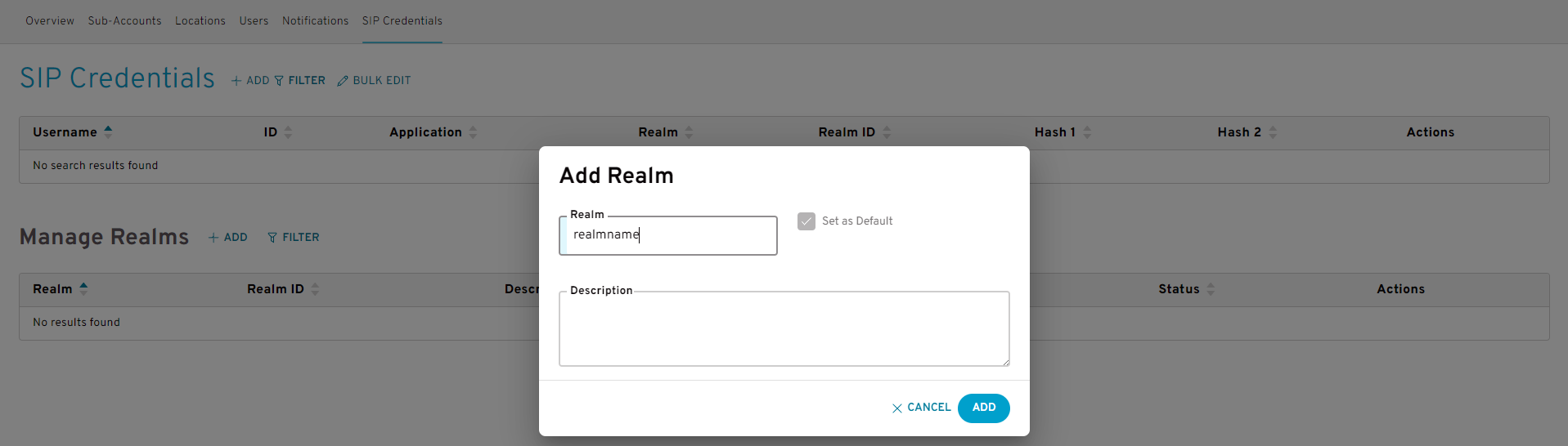 Create Realm Page